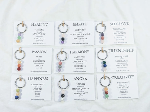 Healing crystal keyring