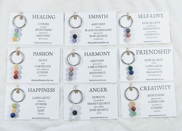 Healing crystal keyring