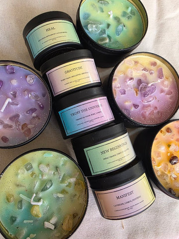 Crystal Candle Manifestation Candle Soy Candle Crystal Candle Healing Candle Intention Candle Crystal Energy candle Aromatherapy candle