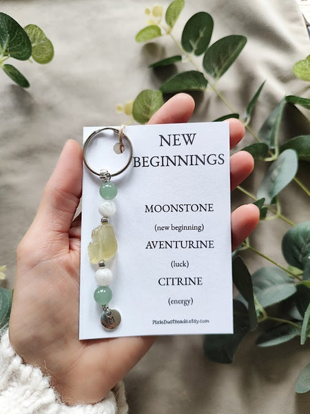 NEW BEGINNINGS crystal KEYRING new beginnings gift new beginning crystal new beginning gemstones crystals crystal gift new start gift