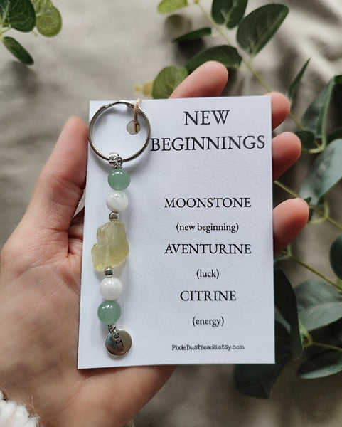 NEW BEGINNINGS crystal KEYRING new beginnings gift new beginning crystal new beginning gemstones crystals crystal gift new start gift