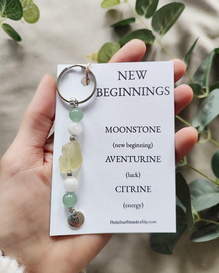 NEW BEGINNINGS crystal KEYRING new beginnings gift new beginning crystal new beginning gemstones crystals crystal gift new start gift