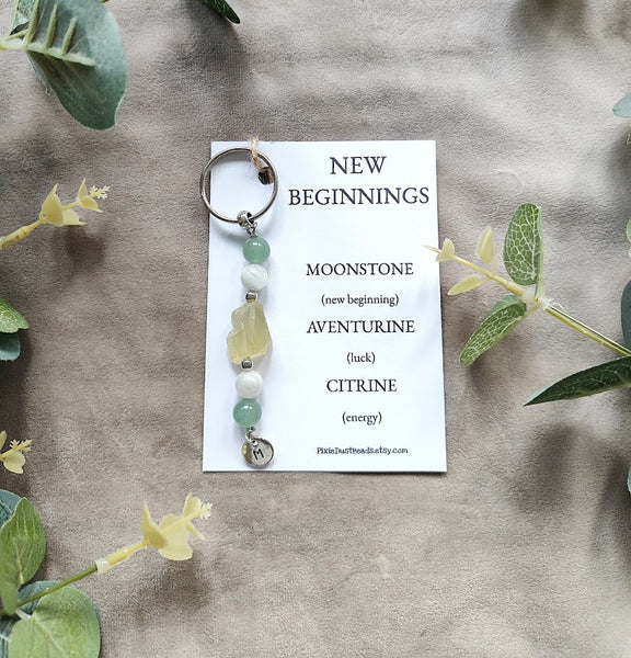 NEW BEGINNINGS crystal KEYRING new beginnings gift new beginning crystal new beginning gemstones crystals crystal gift new start gift