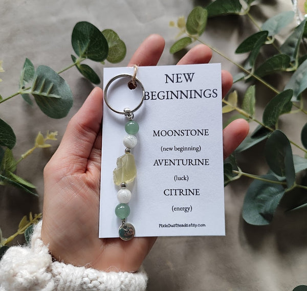 NEW BEGINNINGS crystal KEYRING new beginnings gift new beginning crystal new beginning gemstones crystals crystal gift new start gift