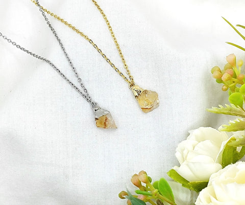 Citrine Raw Dipped Necklace Citrine Jewelry Citrine Necklace positivity necklace Citrine pendant raw gemstone necklace citrine necklace