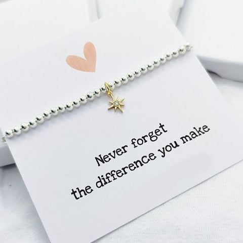 Never Forget the difference you make Silver Bracelet