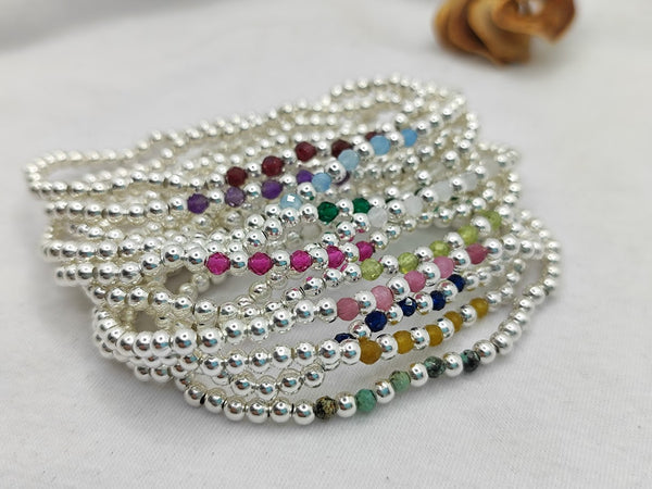 Birthstone silver bracelet