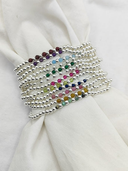 Birthstone silver bracelet