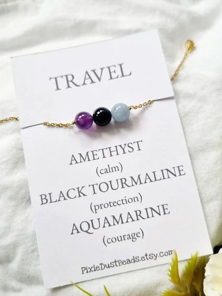 TRAVEL bracelet Healing bracelet healing crystals spiritual bracelet crystal jewelry crystal jewellery rystal gift protection necklace beaded bracelet crystals gift