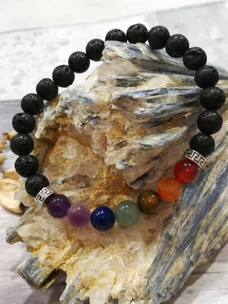 Chakra Bracelet, Yoga Bracelet, Aromatherapy, Spiritual Bracelet, Lava Rock Bracelet, Essential Oil, Healing Bracelet, Oil Diffuser Bracelet