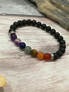 Chakra Bracelet, Yoga Bracelet, Aromatherapy, Spiritual Bracelet, Lava Rock Bracelet, Essential Oil, Healing Bracelet, Oil Diffuser Bracelet