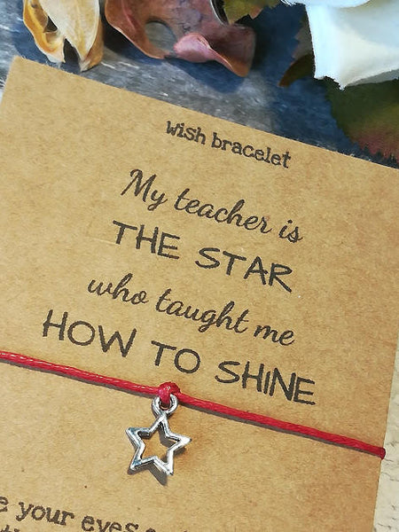 Teacher Star Wish Bracelet, Teacher Wish Bracelet, Teacher Bracelet, Teacher Gift, Teacher Christmas Gift, Christmas Gift for teacher,