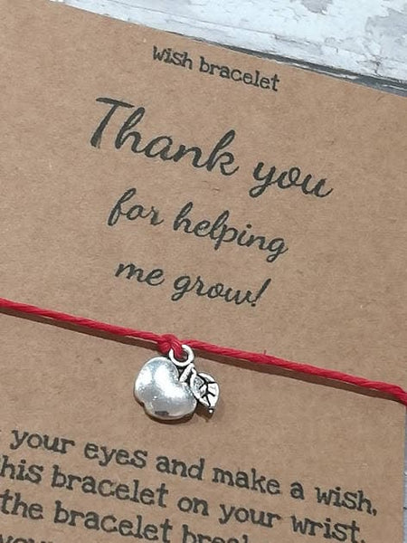 Teacher Wish Bracelet, Teacher Gift, Teacher Thank you Gift, Teacher Card, Teacher Appreciation, Teacher Jewelry, Nursery Teacher Gift, Gift