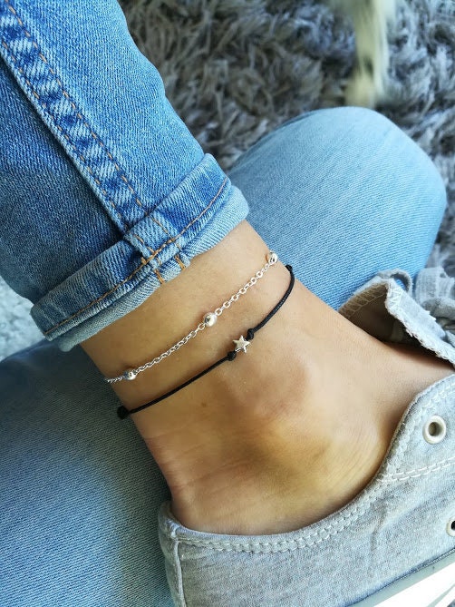 Star Anklet, Tiny Star Anklet, Beach Anklet, Ankle Bracelet, Beaded Anklet, Charm Anklet, Festival Anklet, Summer Anklet, Boho, Anklet Set