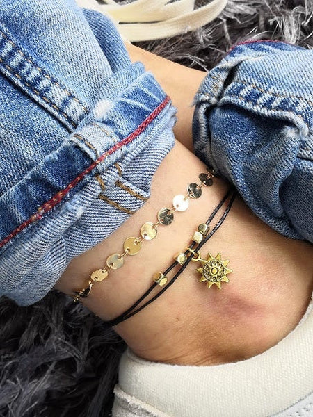 Sun Beaded Anklet, Gold Anklet, Sun Anklet, Beach Anklet, Ankle Bracelet, Beaded Anklet, Charm Anklet, Festival Anklet, Summer Anklet, Boho