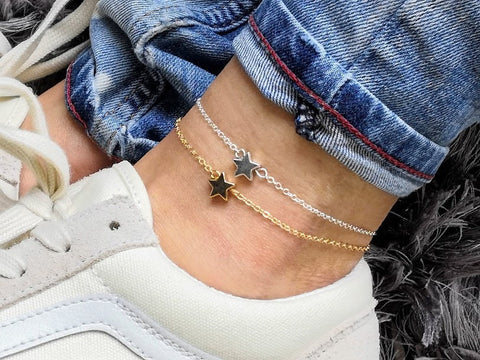 Star Anklet, Silver Star Charm Anklet, Star Beach Anklet, Summer Anklet, Chain Anklet, Gold star anklet, Silver star anklet, Ankle Chain,