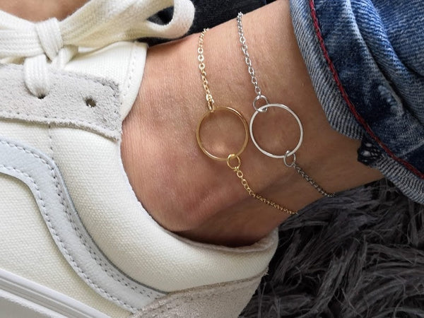 Circle Anklet, Silver Circle Anklet, Circle Beach Anklet, Summer Anklet, Chain Anklet, Karma Anklet, Karma Bracelet, Yoga anklet, Karma