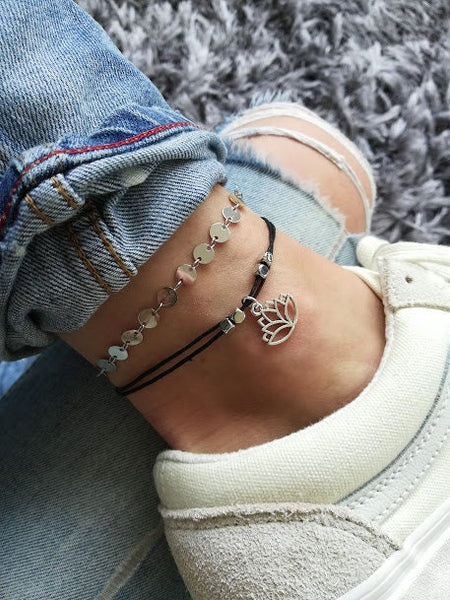 Lotus Beaded Anklet, Lotus Anklet, Beach Anklet, Ankle Bracelet, Beaded Anklet, Charm Anklet, Festival Anklet, Summer Anklet, Boho, Lotus