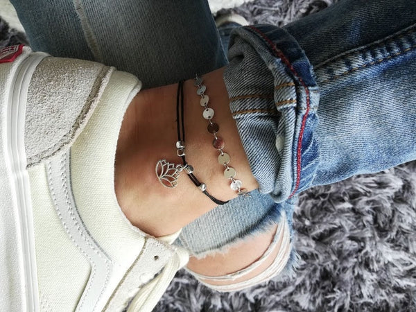 Lotus Beaded Anklet, Lotus Anklet, Beach Anklet, Ankle Bracelet, Beaded Anklet, Charm Anklet, Festival Anklet, Summer Anklet, Boho, Lotus