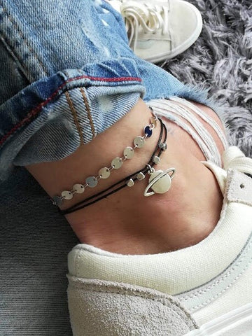 Planet Beaded Anklet, Planet Anklet, Ankle Bracelet, Beaded Anklet, Charm Anklet, Festival Anklet, Summer Anklet, Boho, Silver Planet Anklet