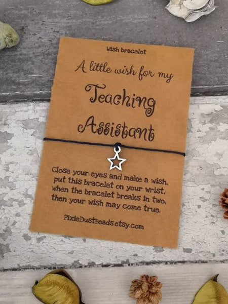 Teaching Assistant Wish Bracelet, Personalised Teacher, Teaching Assistant Card, Teaching Assistant, End of School Gift, School class gift