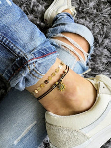 Sun Beaded Anklet, Gold Anklet, Sun Anklet, Beach Anklet, Ankle Bracelet, Beaded Anklet, Charm Anklet, Festival Anklet, Summer Anklet, Boho