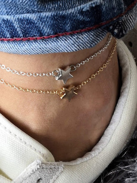 Star Anklet, Silver Star Charm Anklet, Star Beach Anklet, Summer Anklet, Chain Anklet, Gold star anklet, Silver star anklet, Ankle Chain,