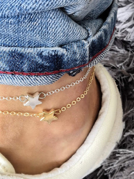 Star Anklet, Silver Star Charm Anklet, Star Beach Anklet, Summer Anklet, Chain Anklet, Gold star anklet, Silver star anklet, Ankle Chain,