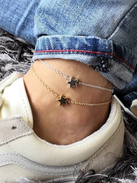 Star Anklet, Silver Star Charm Anklet, Star Beach Anklet, Summer Anklet, Chain Anklet, Gold star anklet, Silver star anklet, Ankle Chain,