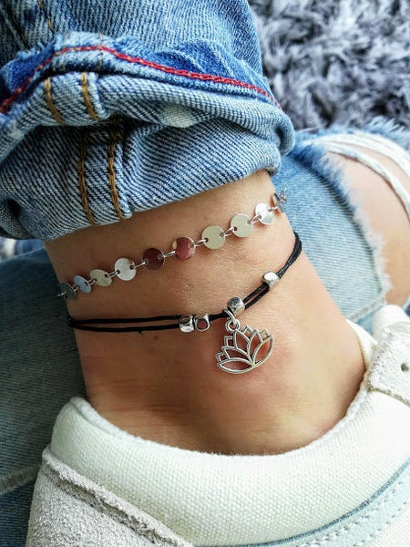 Lotus Beaded Anklet, Lotus Anklet, Beach Anklet, Ankle Bracelet, Beaded Anklet, Charm Anklet, Festival Anklet, Summer Anklet, Boho, Lotus