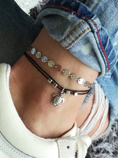 Turtle Beaded Anklet, Turtle Anklet, Ankle Bracelet, Beaded Anklet, Charm Anklet, Festival Anklet, Summer Anklet, Boho, Silver Turtle Anklet