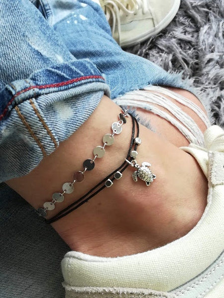 Turtle Beaded Anklet, Turtle Anklet, Ankle Bracelet, Beaded Anklet, Charm Anklet, Festival Anklet, Summer Anklet, Boho, Silver Turtle Anklet