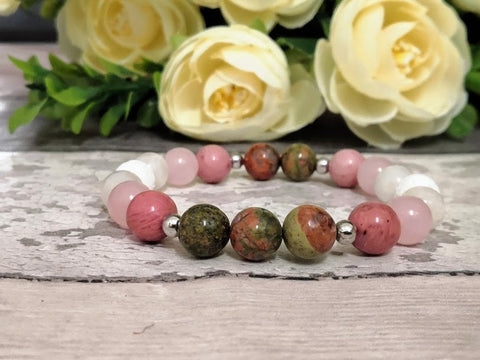 Healthy Pregnancy Fertility Bracelet Pregnancy Jewelry Positive Energy Healthy Pregnancy Ivf Fertility Crystals Unakite Moonstone Rhodonite