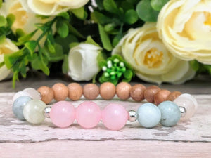 Fertility Bracelet Fertility Jewelry Moonstone Rosewood Aquamarine Rose Quartz Bracelet Pregnancy Positive Energy Healthy Pregnancy