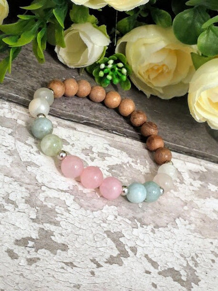 Fertility Bracelet Fertility Jewelry Moonstone Rosewood Aquamarine Rose Quartz Bracelet Pregnancy Positive Energy Healthy Pregnancy