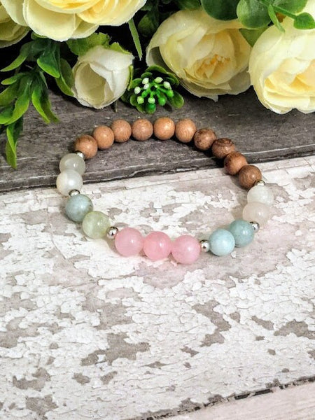 Fertility Bracelet Fertility Jewelry Moonstone Rosewood Aquamarine Rose Quartz Bracelet Pregnancy Positive Energy Healthy Pregnancy