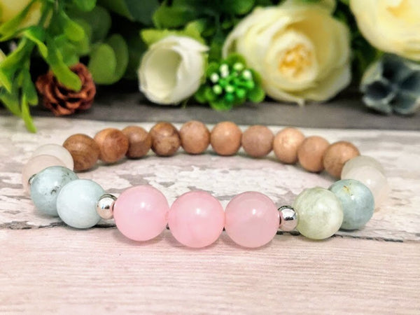 Fertility Bracelet Fertility Jewelry Moonstone Rosewood Aquamarine Rose Quartz Bracelet Pregnancy Positive Energy Healthy Pregnancy