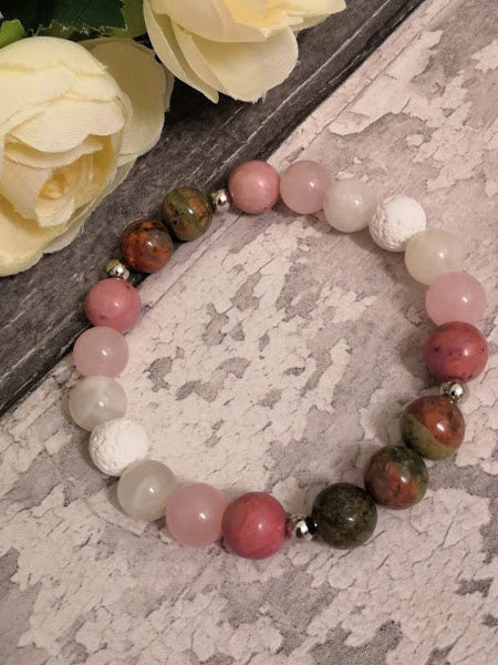 Healthy Pregnancy Fertility Bracelet Pregnancy Jewelry Positive Energy Healthy Pregnancy Ivf Fertility Crystals Unakite Moonstone Rhodonite