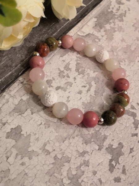 Healthy Pregnancy Fertility Bracelet Pregnancy Jewelry Positive Energy Healthy Pregnancy Ivf Fertility Crystals Unakite Moonstone Rhodonite