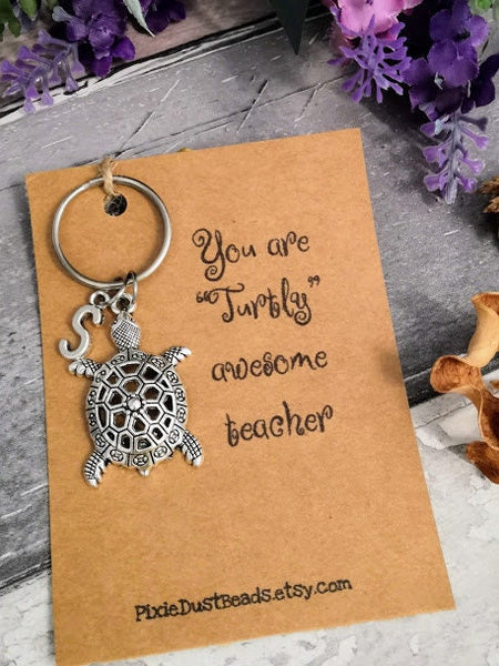 Teacher Gift Teacher Keychain Turtle Key ring teacher appreciation gift for teacher personalised teacher for teacher  thank you teacher