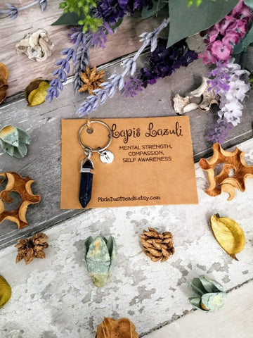 Lapis lazuli keyring Crystal  keyring lapis lazuli pendant Gemstone keyring lapis lazuli crystal Meditation crystal lapis lazuli jewelry