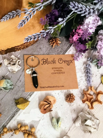 Black Onyx keyring Crystal keyring Onyx pendant Gemstone keyring Onyx crystal Strength keyring Black Onyx Onyx Gemstone Onyx Charm Onyx Gift