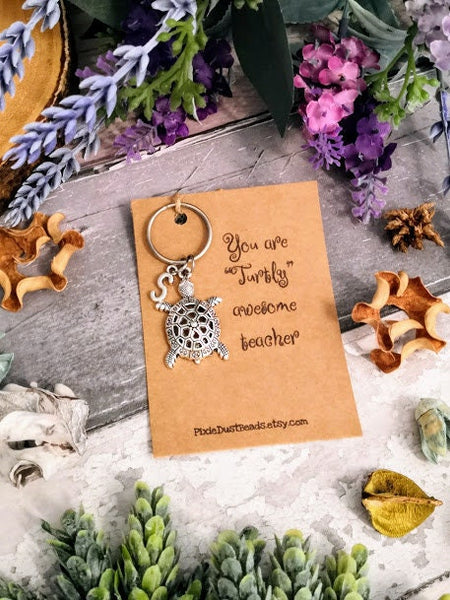 Teacher Gift Teacher Keychain Turtle Key ring teacher appreciation gift for teacher personalised teacher for teacher  thank you teacher