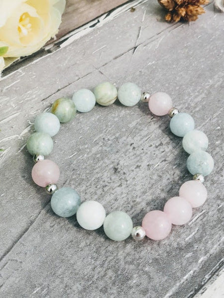 Anxiety Relief Rose Quartz Healing Crystals Bracelet Diffuser Bracelet Rose Quartz Bracelet Anxiety Bracelet Aromatherapy Aquamarine gift