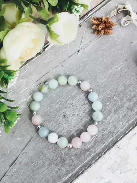 Anxiety Relief Rose Quartz Healing Crystals Bracelet Diffuser Bracelet Rose Quartz Bracelet Anxiety Bracelet Aromatherapy Aquamarine gift