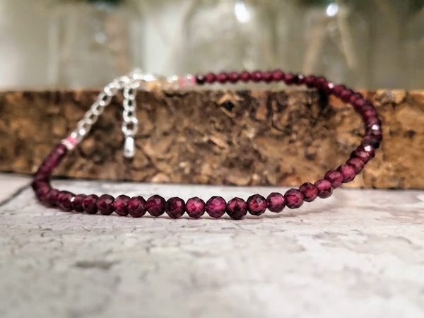 Garnet Bracelet crystal bracelet January birthstone Gemstone bracelet Dainty bracelet January Delicate Bracelet Red Garnet bracelet