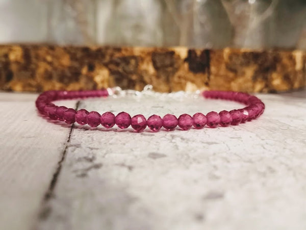 July Bracelet Ruby Bracelet July birthstone Gemstone bracelet dainty bracelet July Delicate Bracelet Ruby stone Birthday Gift July zodiac