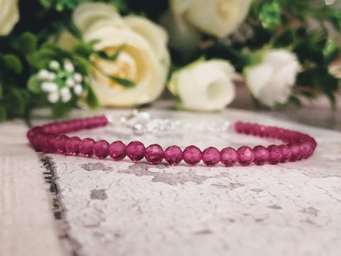 July Bracelet Ruby Bracelet July birthstone Gemstone bracelet dainty bracelet July Delicate Bracelet Ruby stone Birthday Gift July zodiac