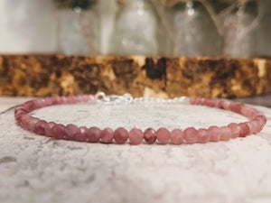 Pink tourmaline bracelet crystal bracelet october birthstone Gemstone bracelet Dainty bracelet Delicate Bracelet pink tourmaline stone