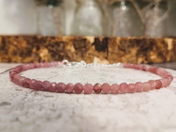 October Bracelet pink tourmaline bracelet october birthstone Gemstone bracelet dainty bracelet Delicate Bracelet pink tourmaline stone